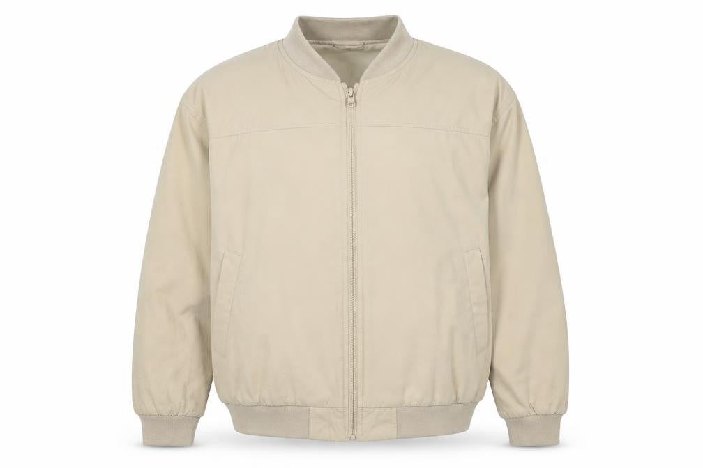 EASY Men's Beige XL Bomber Jacket Full Zip Lined Classic