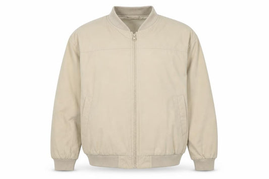 EASY Men's Beige XL Bomber Jacket Full Zip Lined Classic