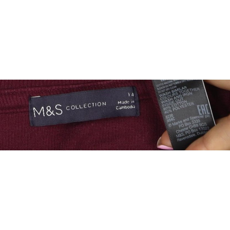 Marks and Spencer Women’s Burgundy Red Size 14 Crew Neck Pullover Sweatshirt