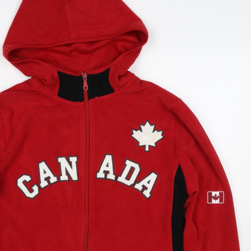 Classic Canada Men’s Red S Fleece Hooded Full Zip Jacket