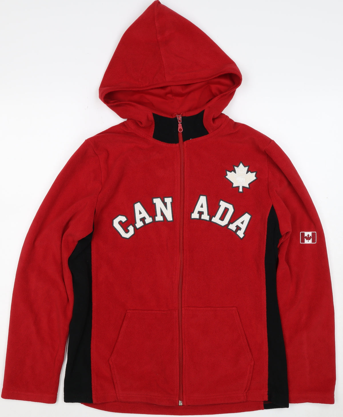 Classic Canada Men’s Red S Fleece Hooded Full Zip Jacket