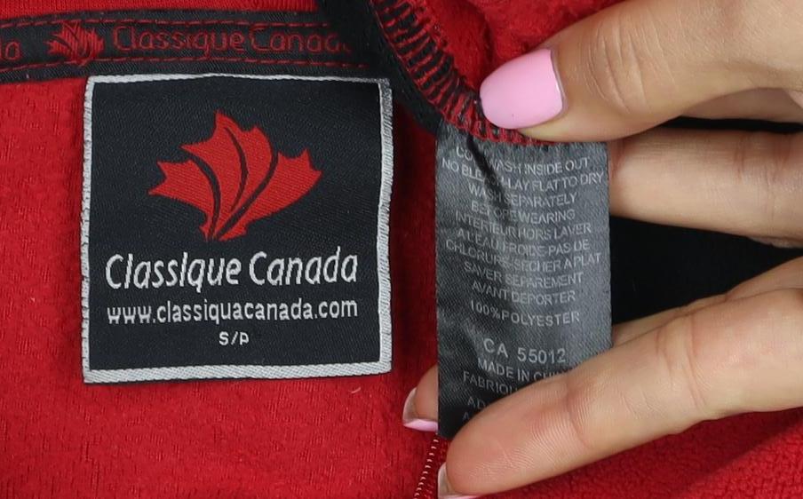 Classic Canada Men’s Red S Fleece Hooded Full Zip Jacket