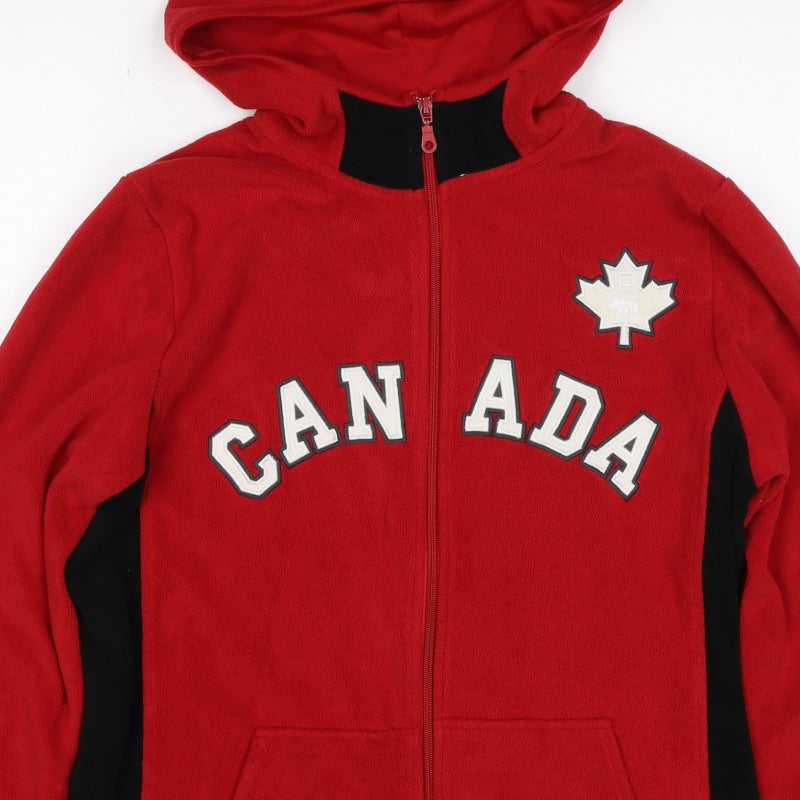 Classic Canada Men’s Red S Fleece Hooded Full Zip Jacket