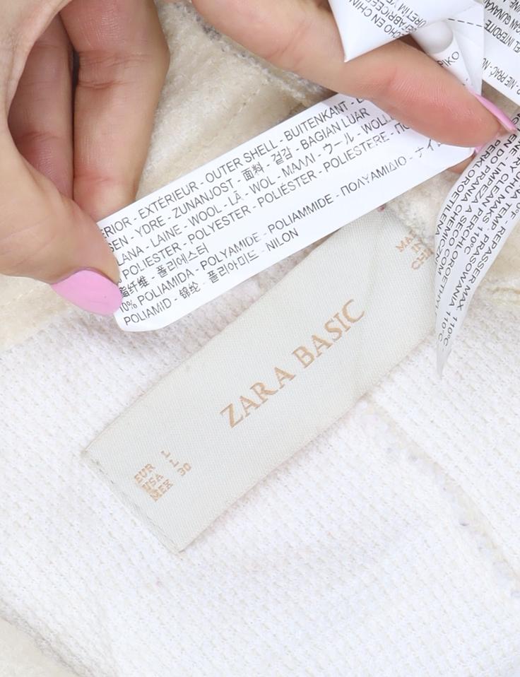 Zara Women Ivory Linen Overcoat Size L Single Breasted Collared