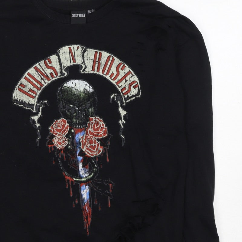 Guns N’ Roses Women’s Black UK 10 Pullover Skull Graphic Sweatshirt