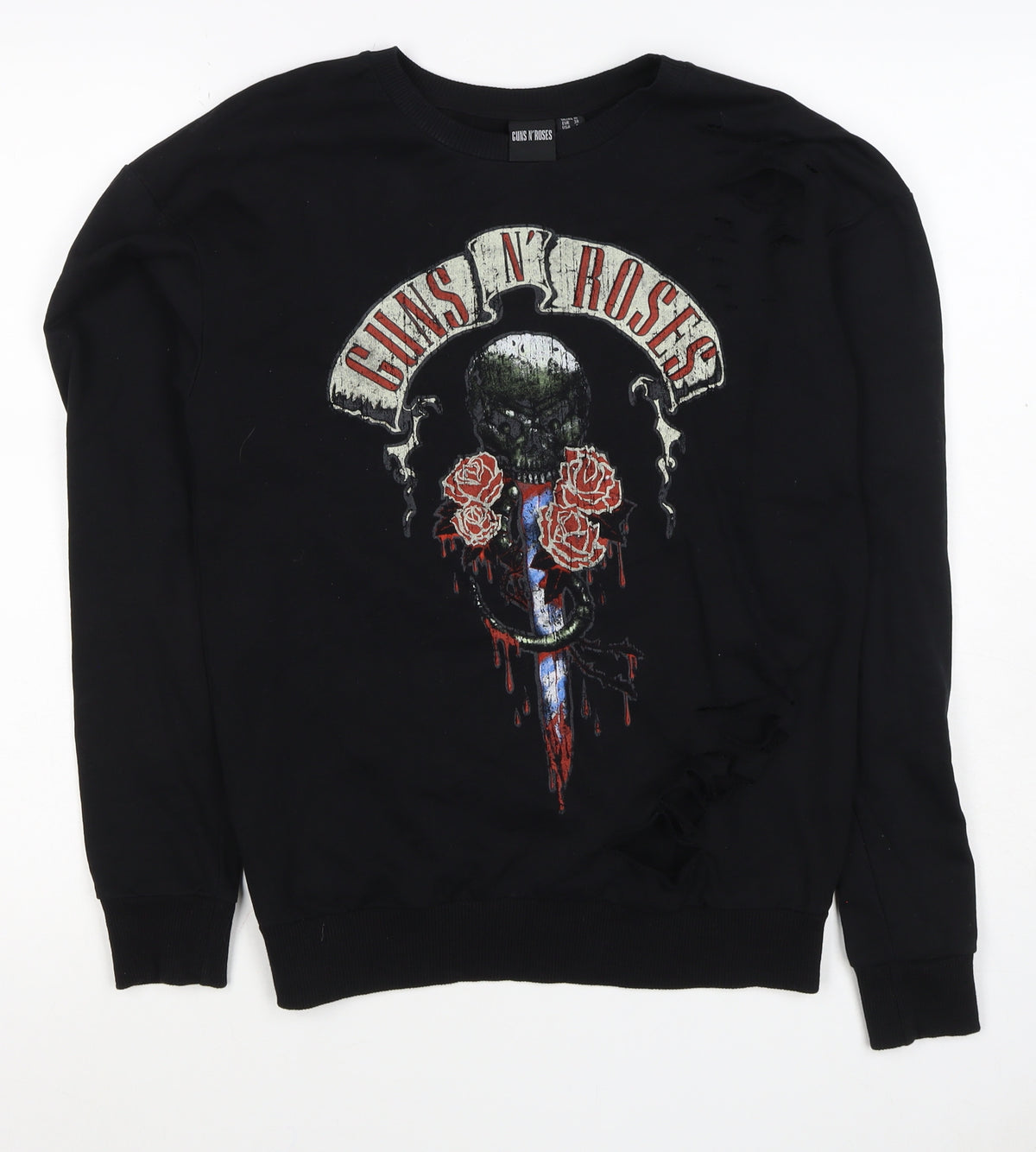 Guns N’ Roses Women’s Black UK 10 Pullover Skull Graphic Sweatshirt