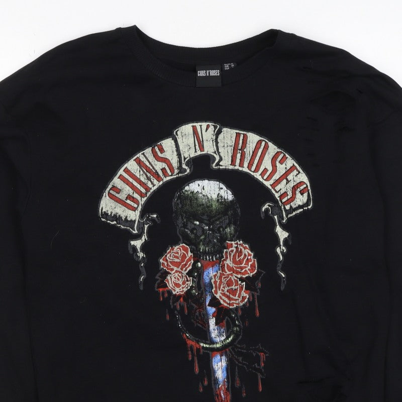 Guns N’ Roses Women’s Black UK 10 Pullover Skull Graphic Sweatshirt