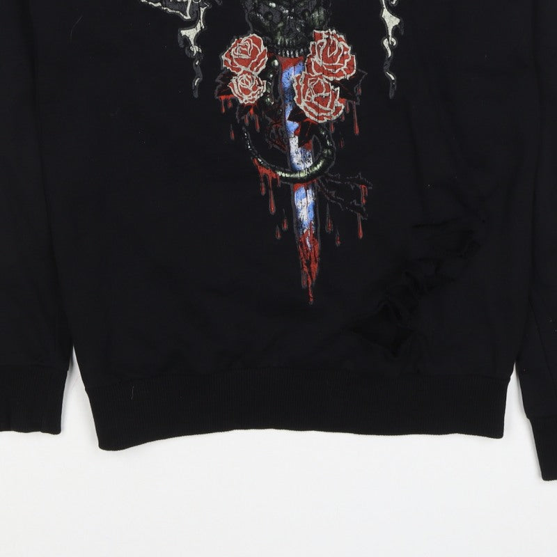 Guns N’ Roses Women’s Black UK 10 Pullover Skull Graphic Sweatshirt