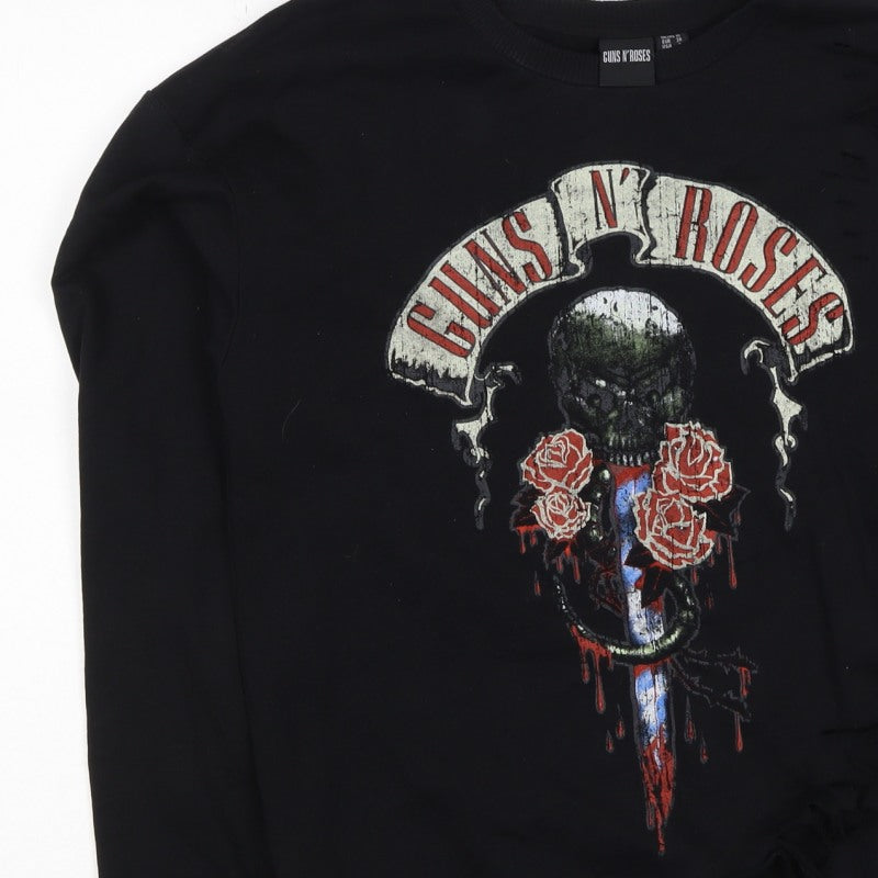 Guns N’ Roses Women’s Black UK 10 Pullover Skull Graphic Sweatshirt