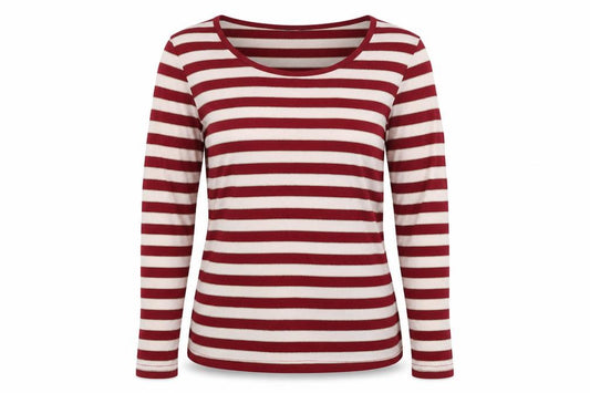 Bonmarche Women Red Stripe Gold Glitter Jersey Long Sleeve Top UK 16