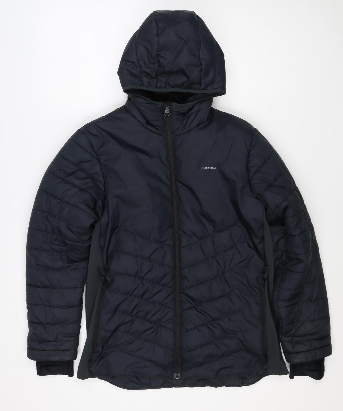 Quechua Boys Navy 14-15 Years Hooded Puffer Hiking Jacket