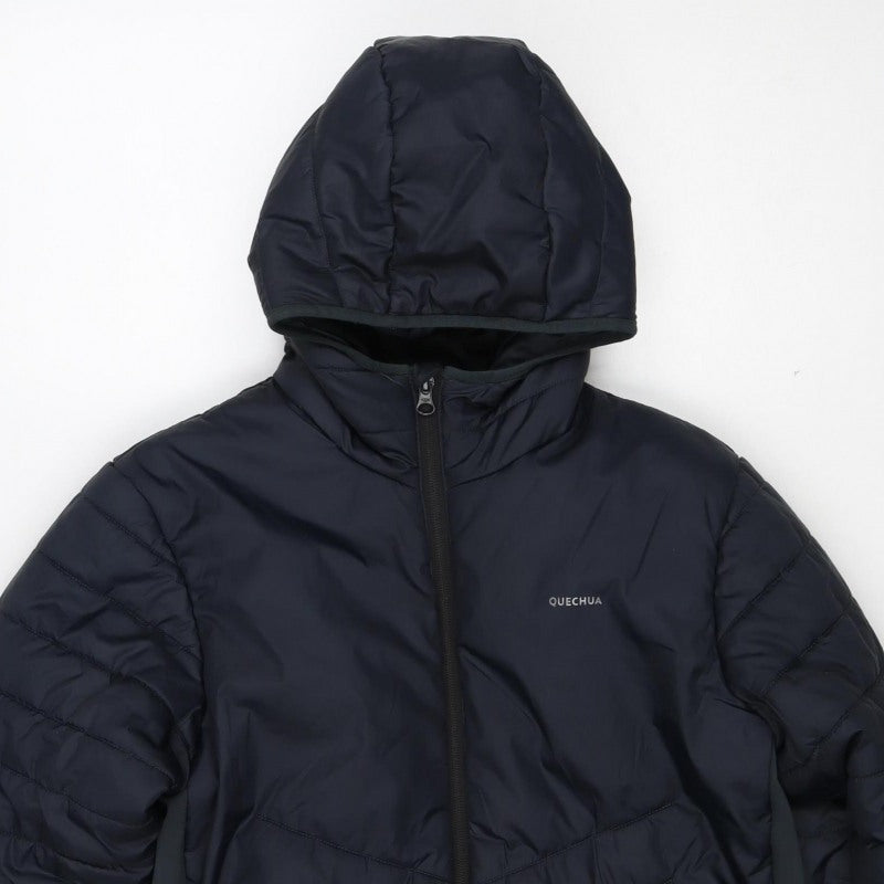Quechua Boys Navy 14-15 Years Hooded Puffer Hiking Jacket
