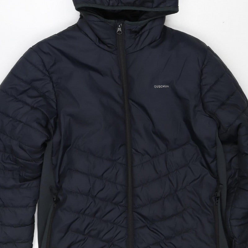 Quechua Boys Navy 14-15 Years Hooded Puffer Hiking Jacket