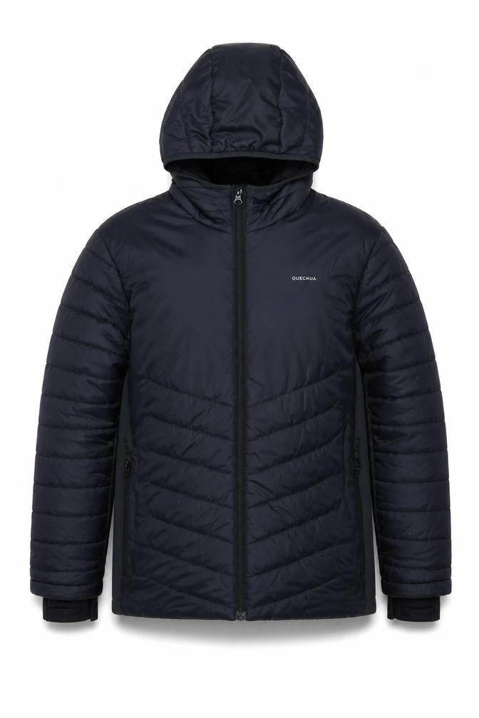 Quechua Boys Navy 14-15 Years Hooded Puffer Hiking Jacket