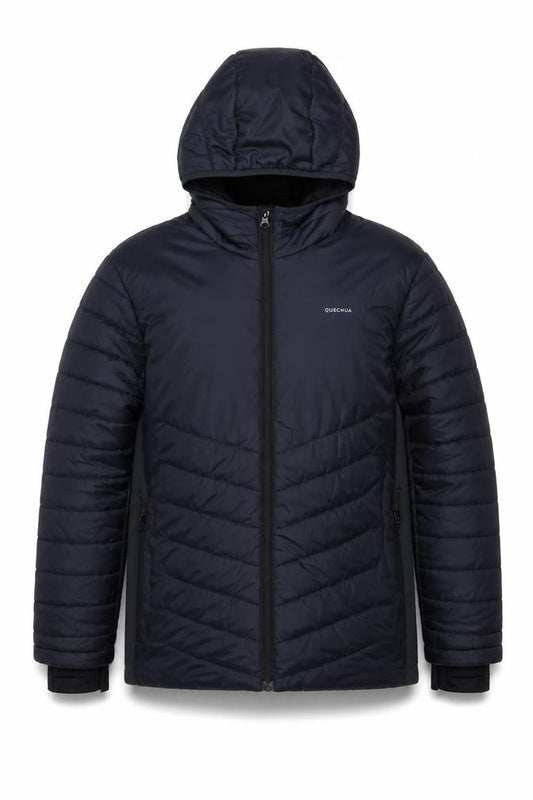 Quechua Boys Navy 14-15 Years Hooded Puffer Hiking Jacket