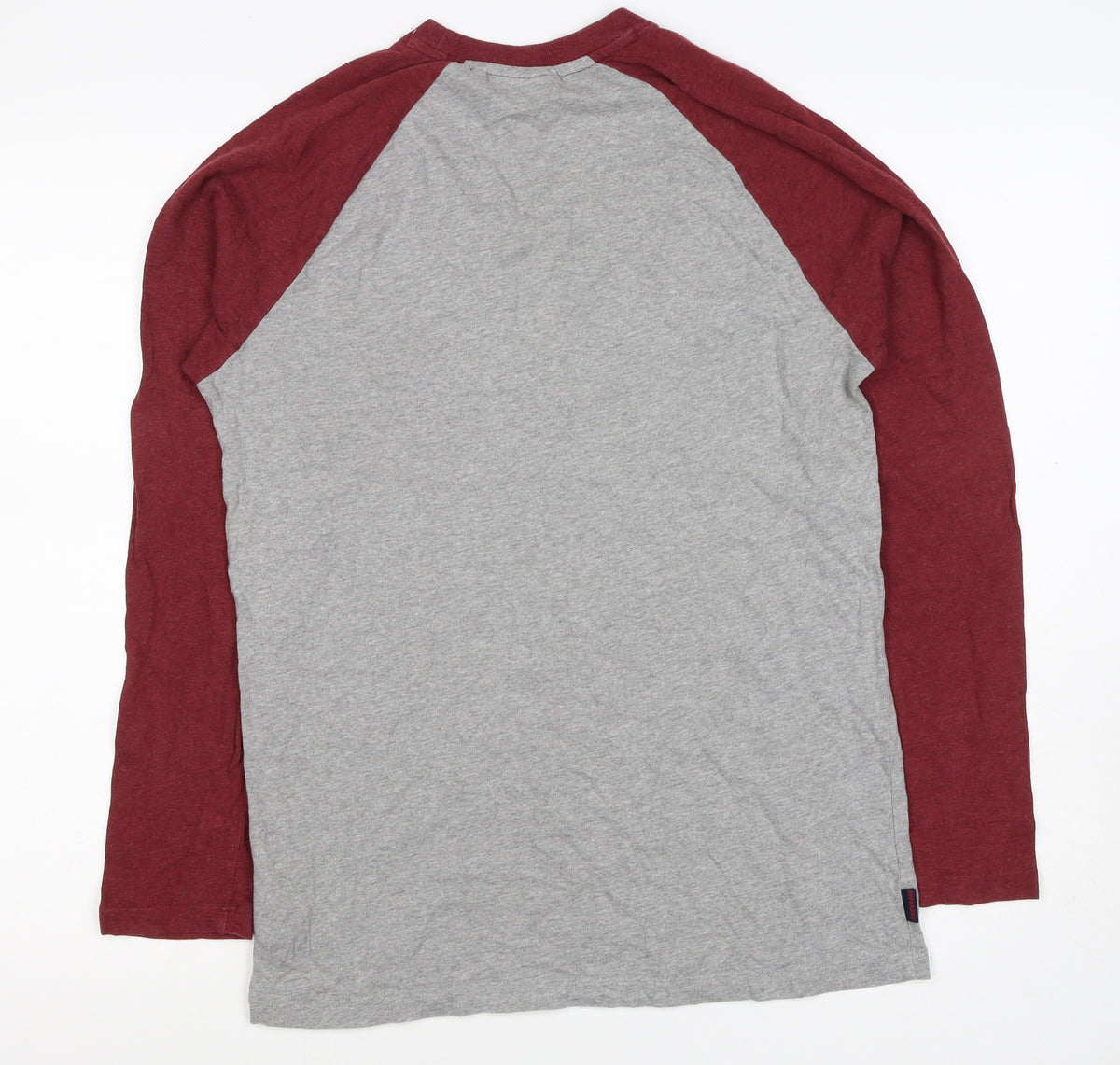 Superdry Men Grey Red S Long Sleeve Colourblock Athletic T-Shirt
