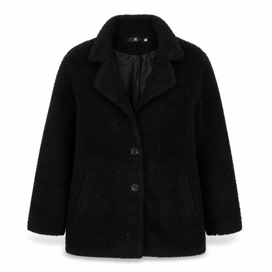 M Women’s Black Teddy Fleece Button Jacket UK 8 Relaxed Fit