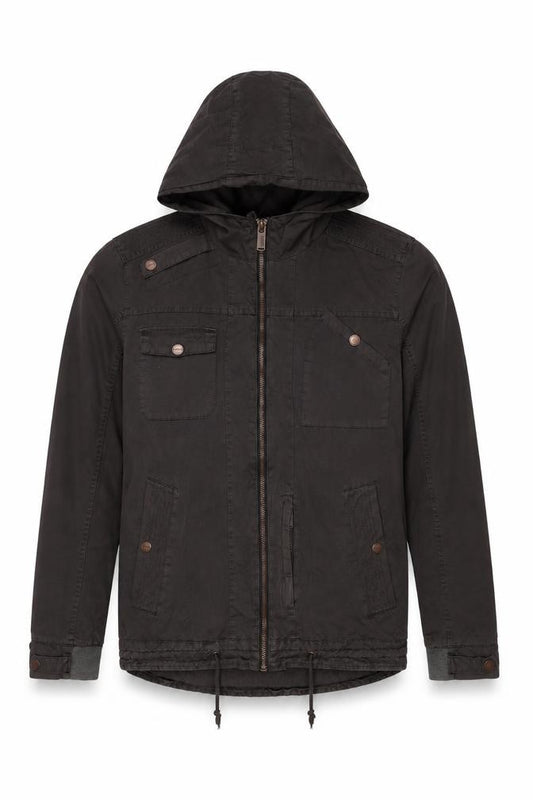 Cragged Men’s Brown M Hooded Cotton Parka Jacket Full Zip