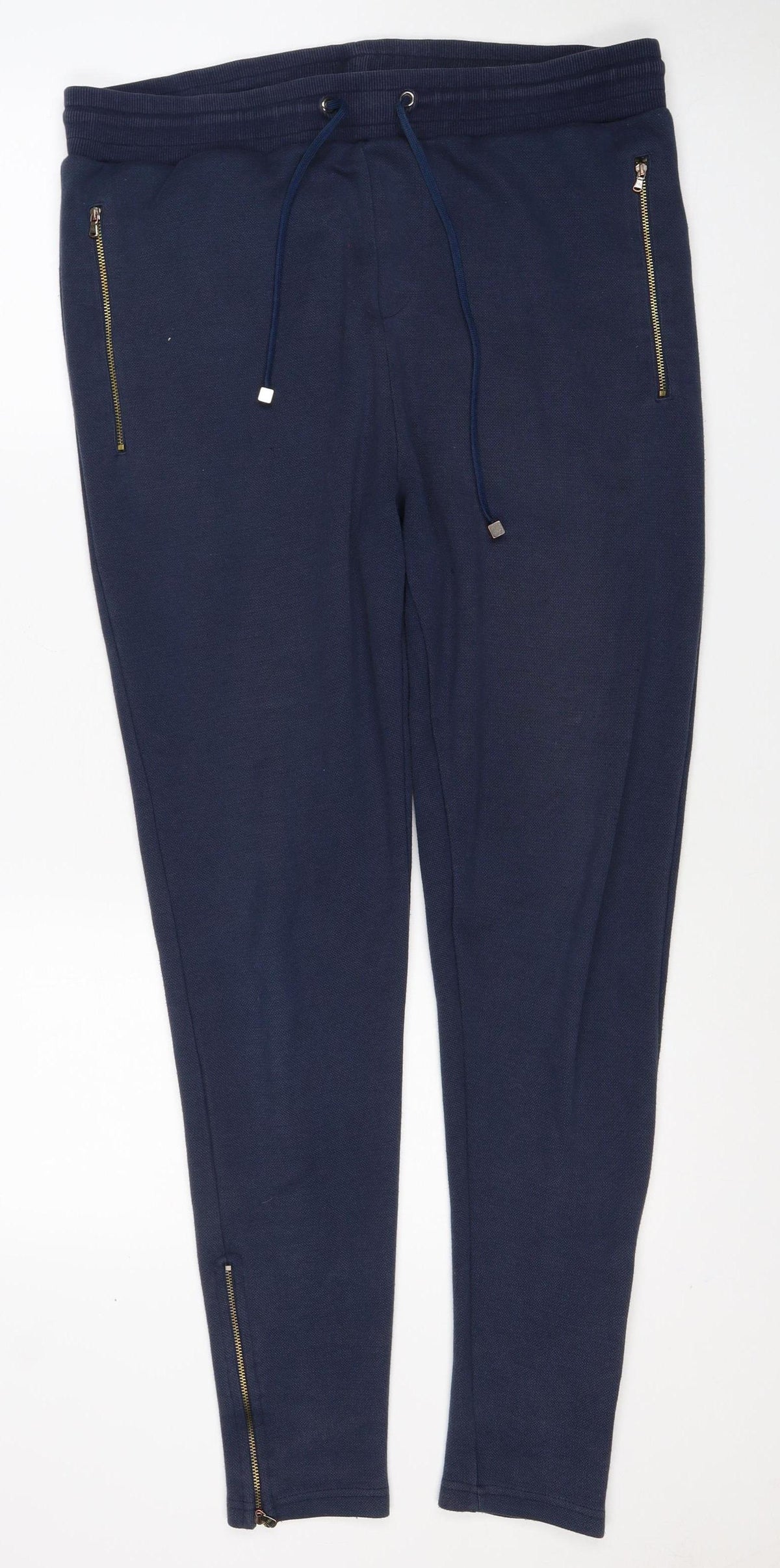 Millionaire Mens Blue L Jogger Trousers Drawstring Zip Pockets