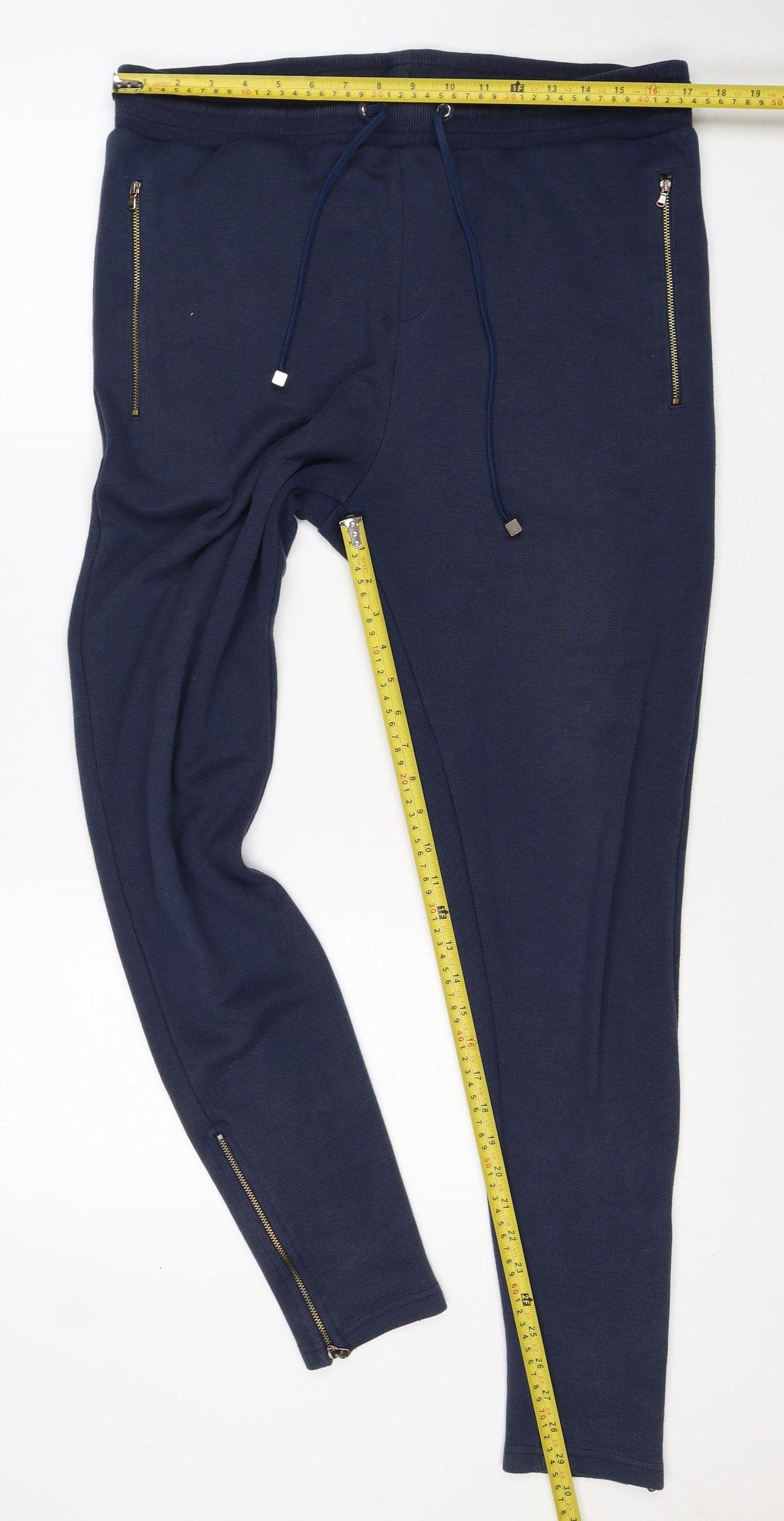 Millionaire Mens Blue L Jogger Trousers Drawstring Zip Pockets