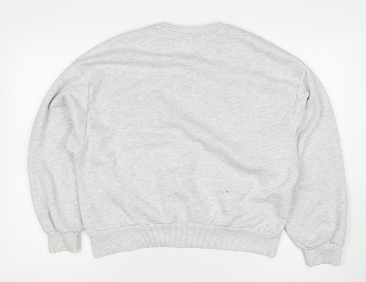 Stradivarius Women Grey S Brooklyn Bridge USA Embroidered Sweatshirt