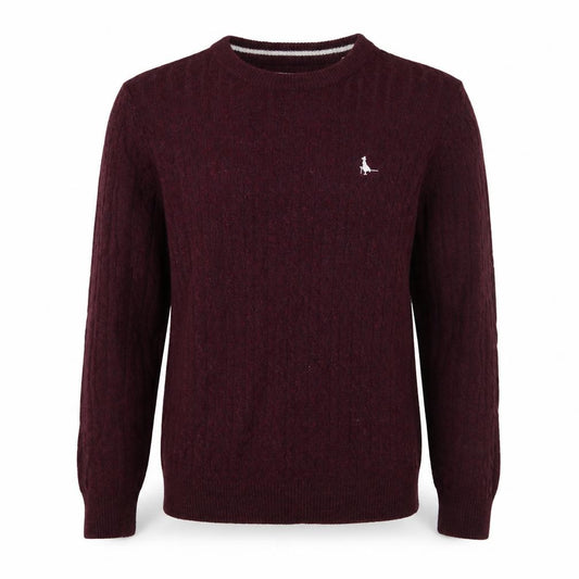 Jack Wills Women’s Red UK 12 Merino Wool Cable Knit Crew Neck Jumper