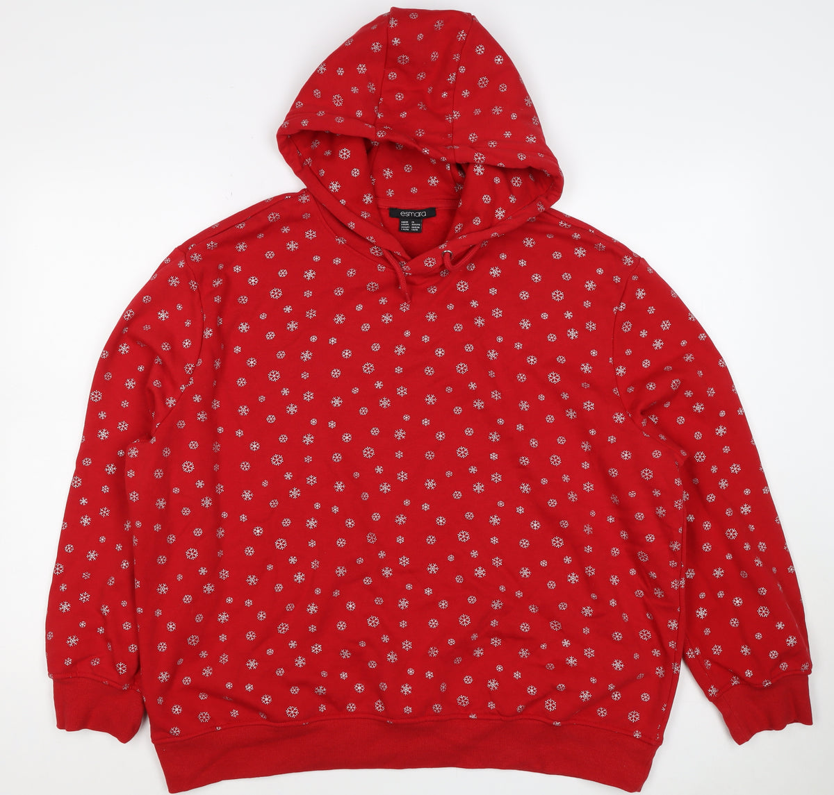 Esmara Women Red Snowflake Christmas Hoodie UK 18 Pullover