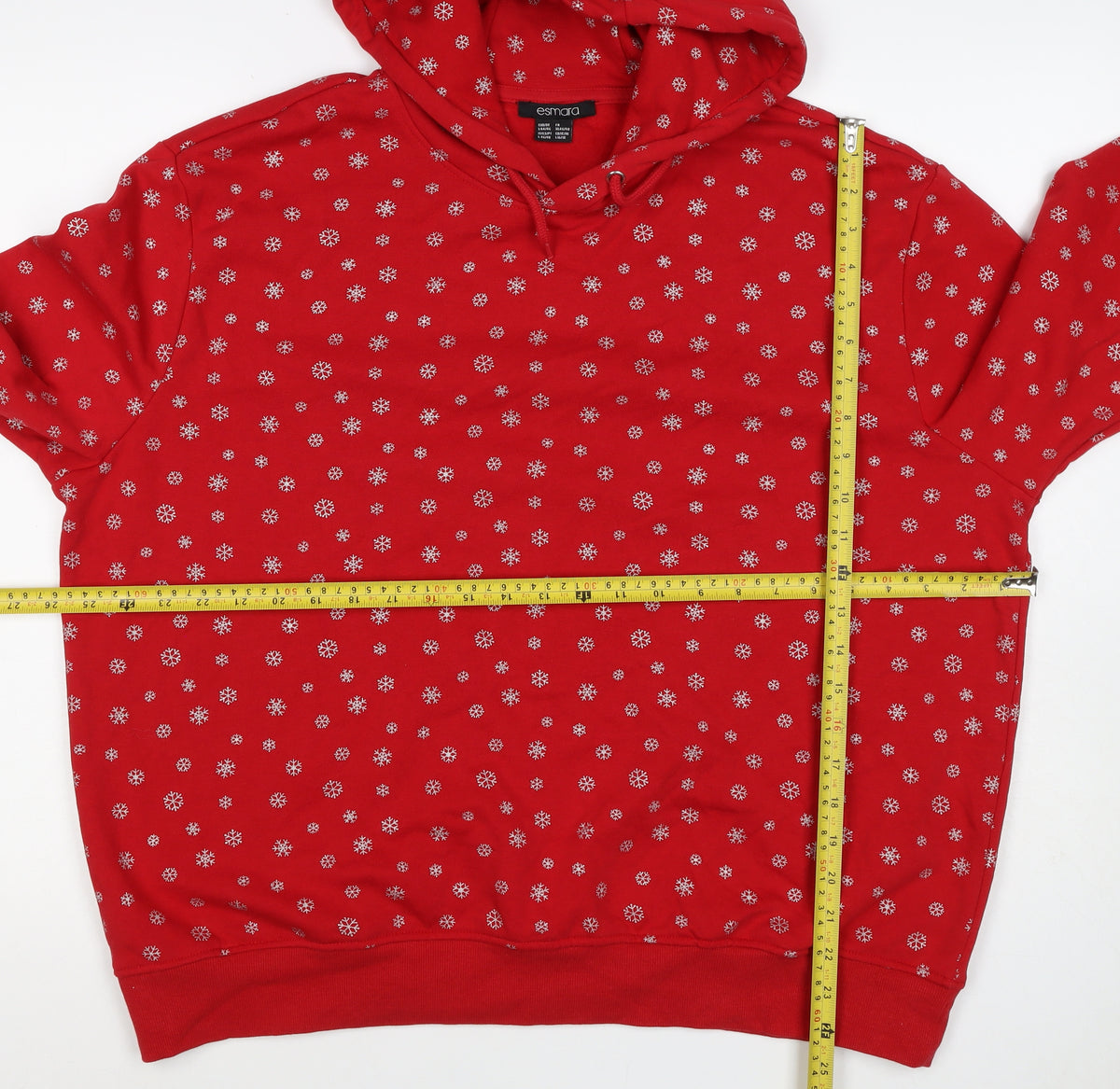 Esmara Women Red Snowflake Christmas Hoodie UK 18 Pullover