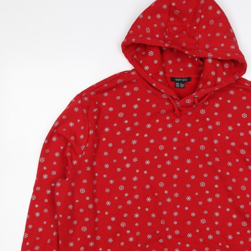 Esmara Women Red Snowflake Christmas Hoodie UK 18 Pullover