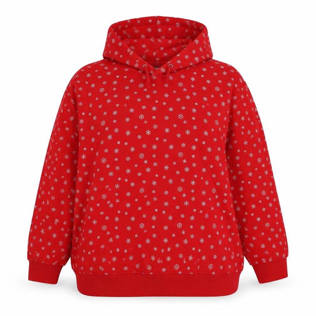 Esmara Women Red Snowflake Christmas Hoodie UK 18 Pullover