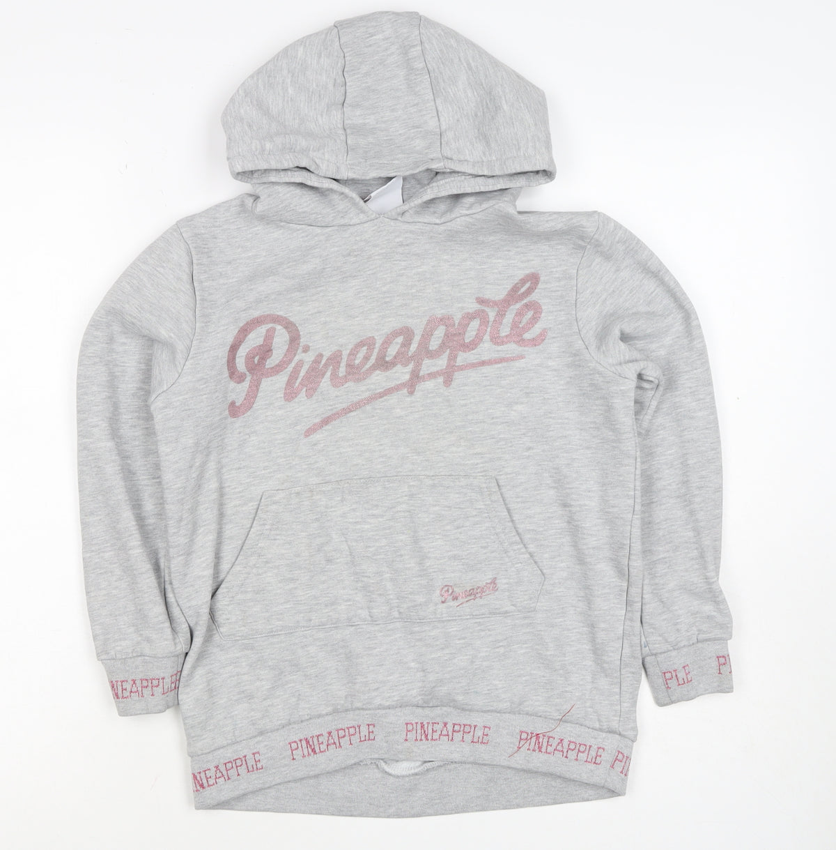 Pineapple Dance Studios Girls Grey Pink Glitter Hoodie 13 Years Pullover