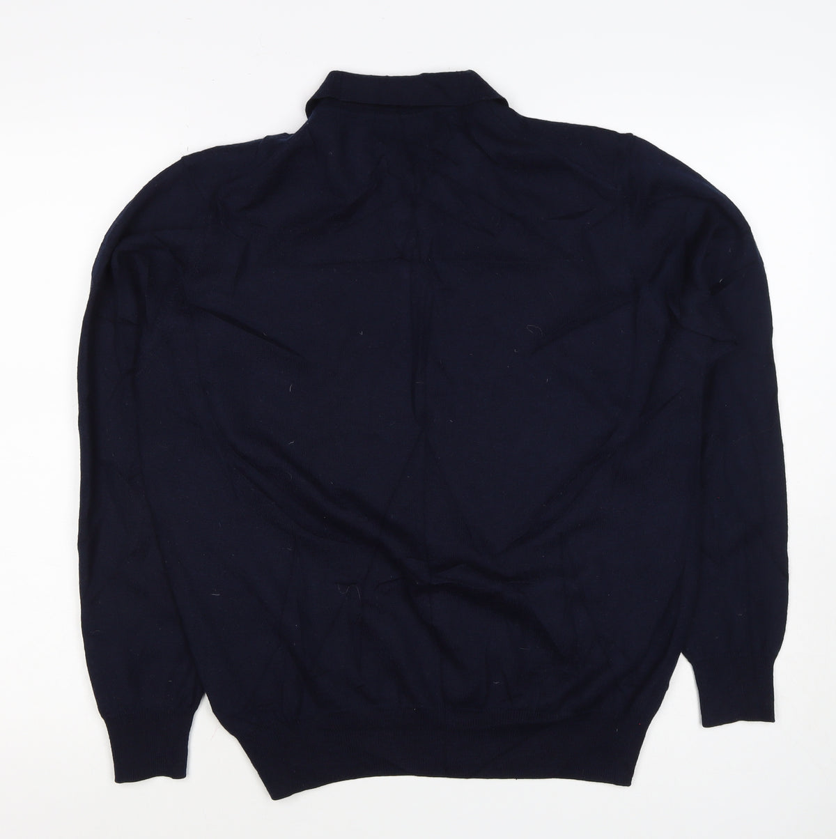 Marks and Spencer Men's Navy L Merino Blend Collared Henley Jumper