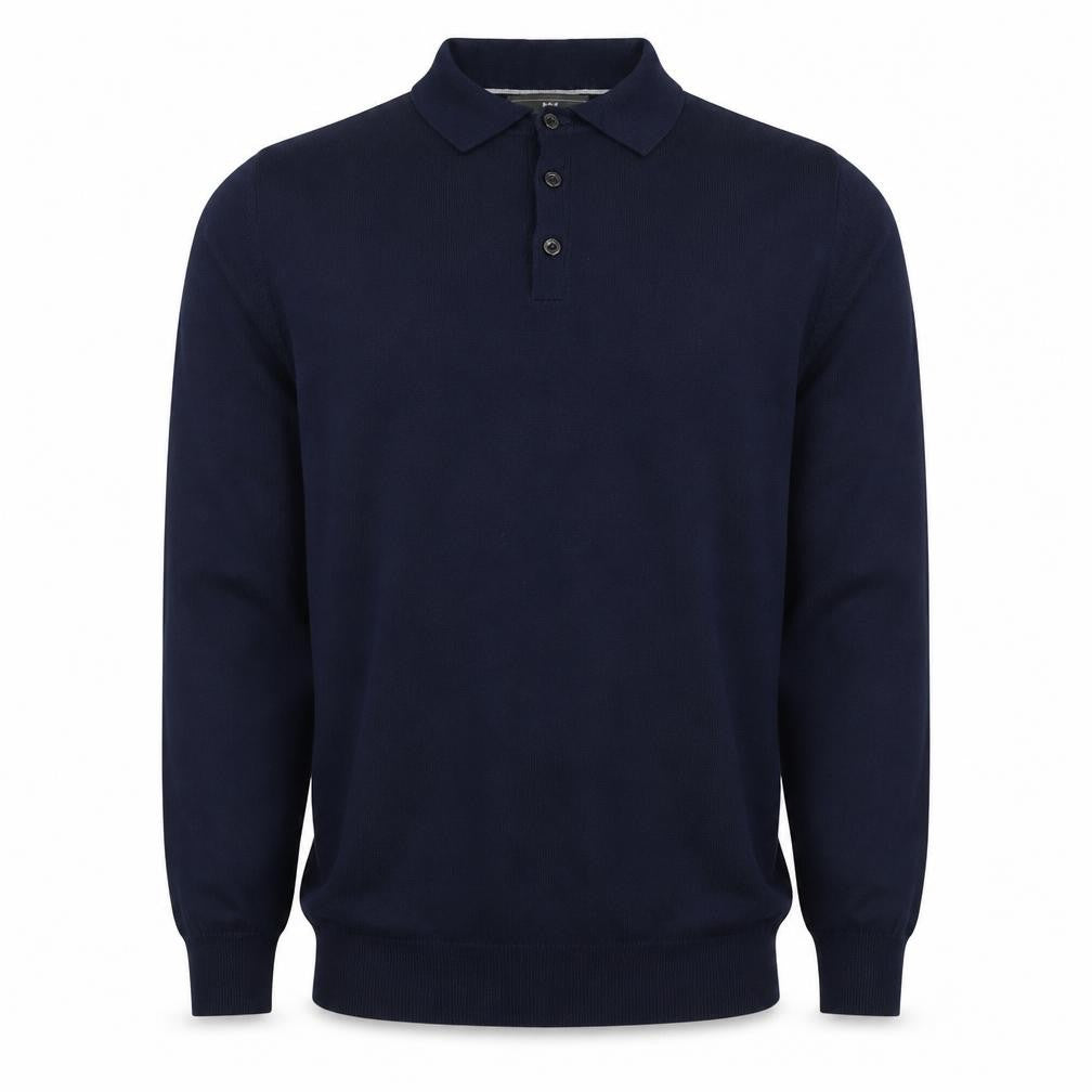 Marks and Spencer Men's Navy L Merino Blend Collared Henley Jumper