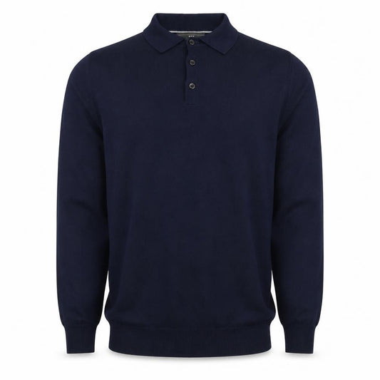 Marks and Spencer Men's Navy L Merino Blend Collared Henley Jumper
