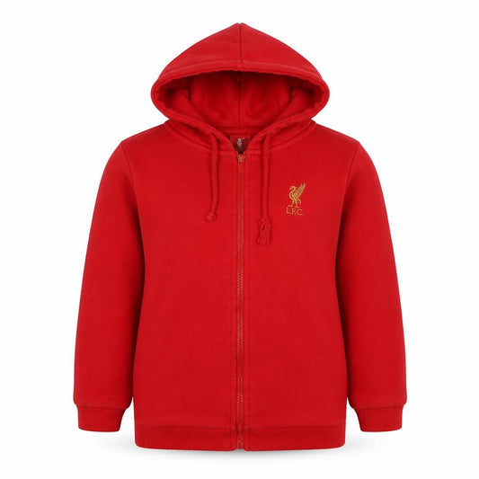 LFC Boys Red 7-8 Years Full Zip Hooded Cotton Blend Hoodie Football