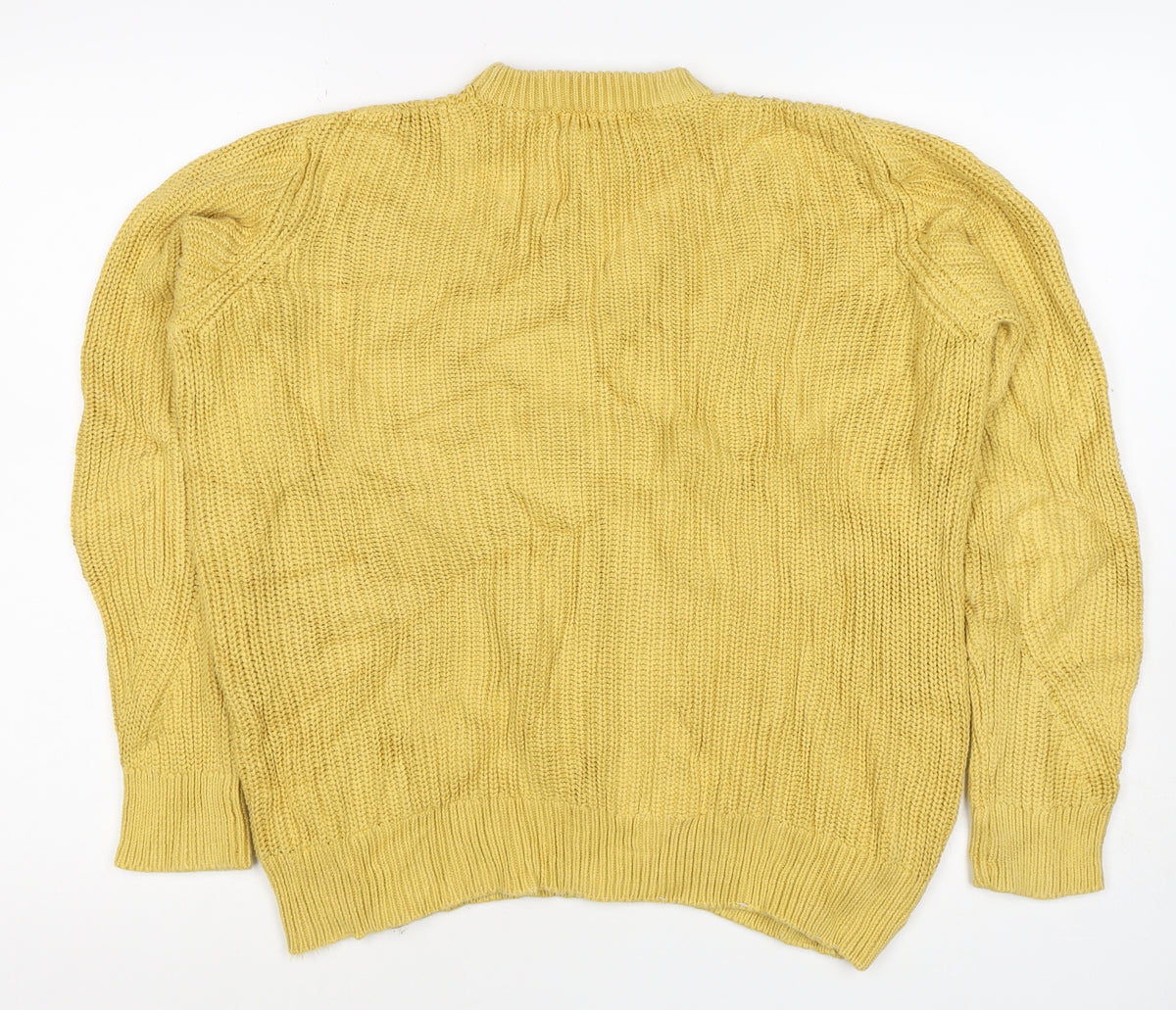 Marks and Spencer Unisex Yellow M Cable Knit Cotton Jumper