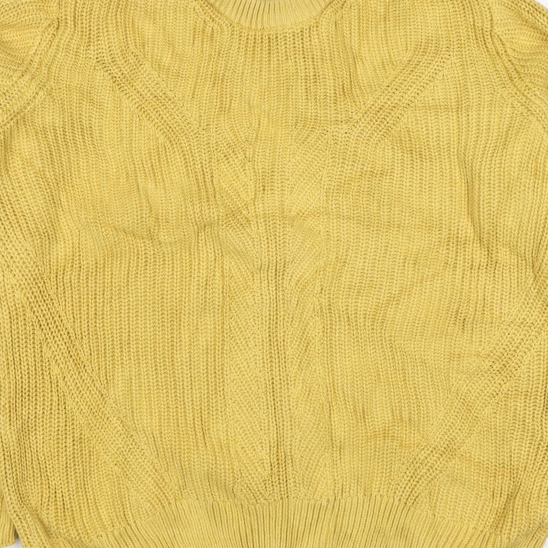 Marks and Spencer Unisex Yellow M Cable Knit Cotton Jumper