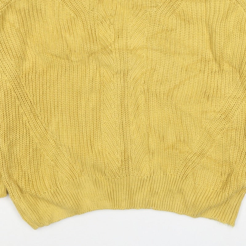 Marks and Spencer Unisex Yellow M Cable Knit Cotton Jumper