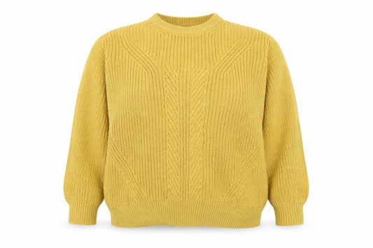 Marks and Spencer Unisex Yellow M Cable Knit Cotton Jumper