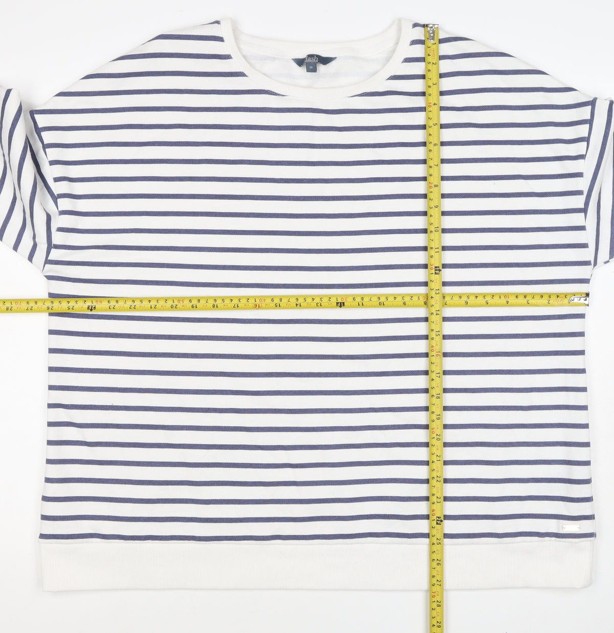 Dash Women’s Blue White Striped Pullover Sweatshirt Size 24