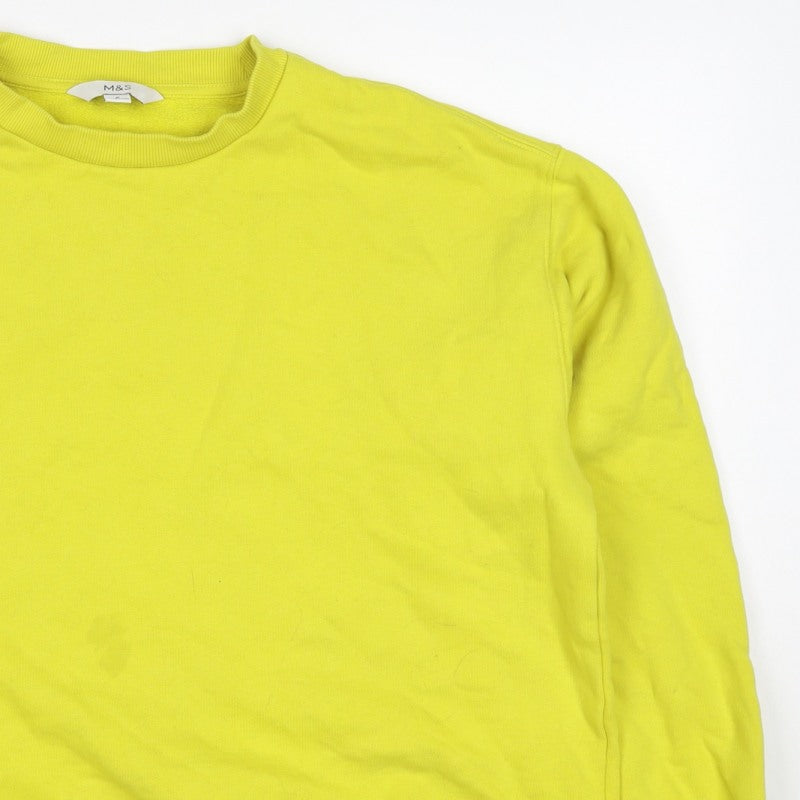 Marks and Spencer Women Yellow M Crew Neck Puff Sleeve Sweatshirt