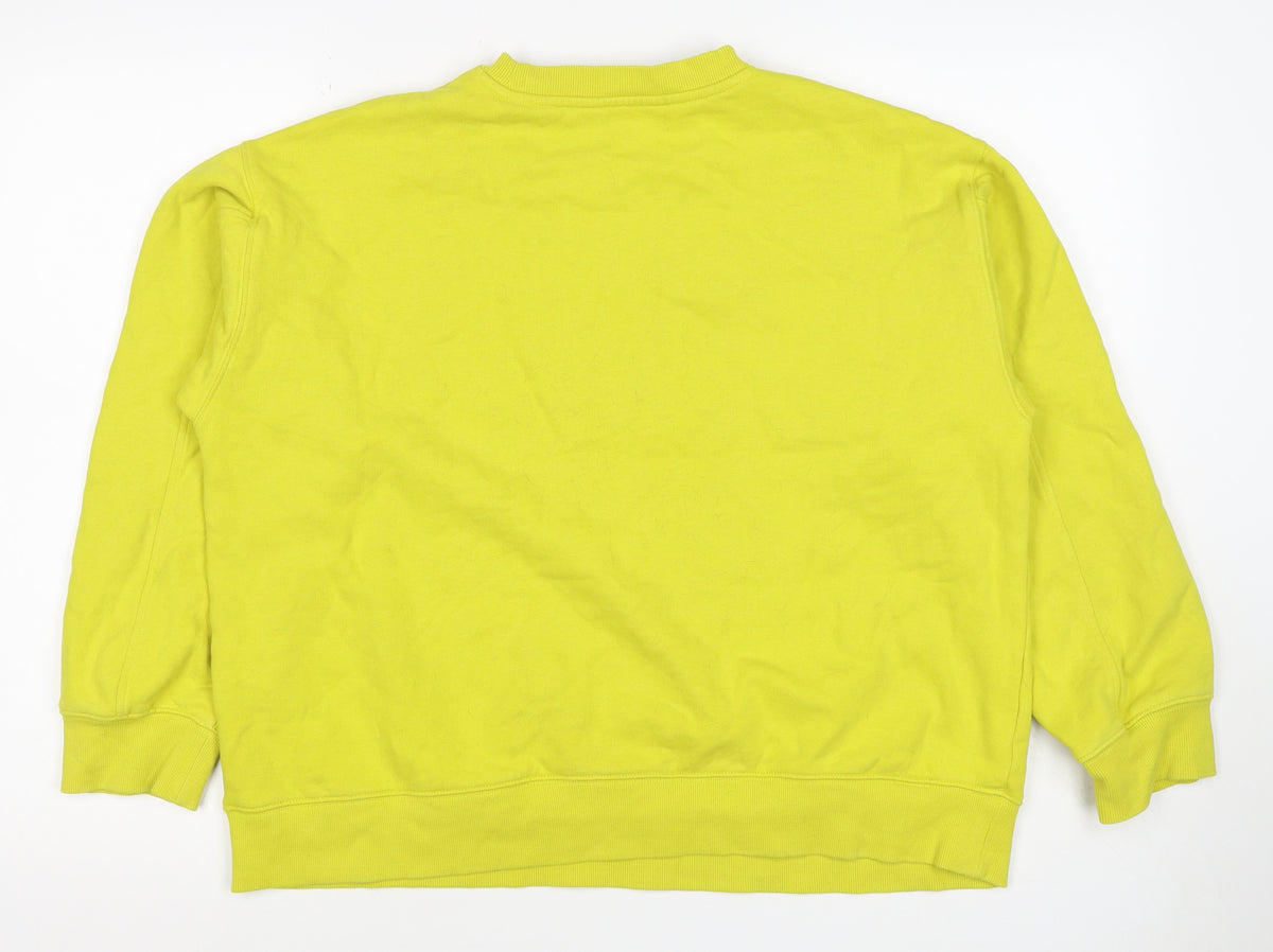 Marks and Spencer Women Yellow M Crew Neck Puff Sleeve Sweatshirt