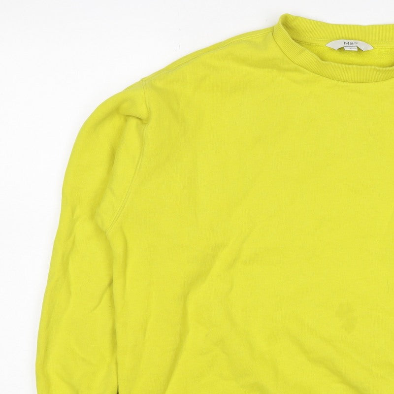 Marks and Spencer Women Yellow M Crew Neck Puff Sleeve Sweatshirt