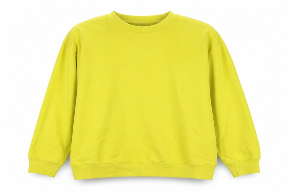 Marks and Spencer Women Yellow M Crew Neck Puff Sleeve Sweatshirt