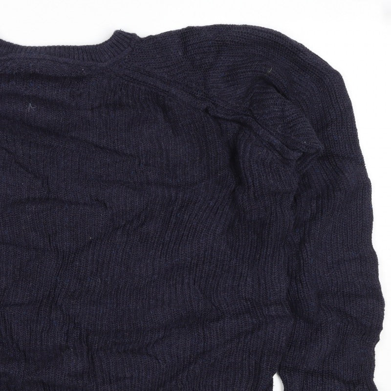 Only & Sons Unisex Navy L Cable Knit Crew Neck Cotton Jumper