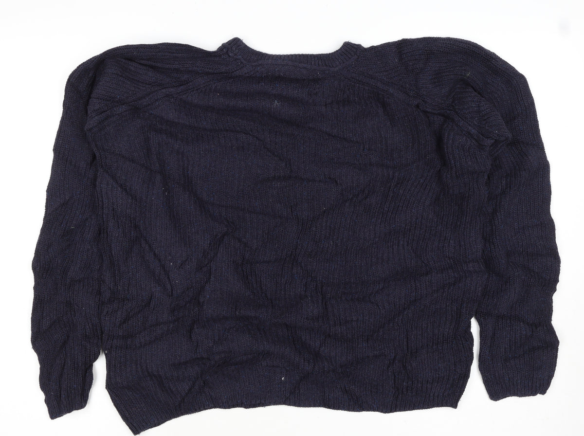 Only & Sons Unisex Navy L Cable Knit Crew Neck Cotton Jumper