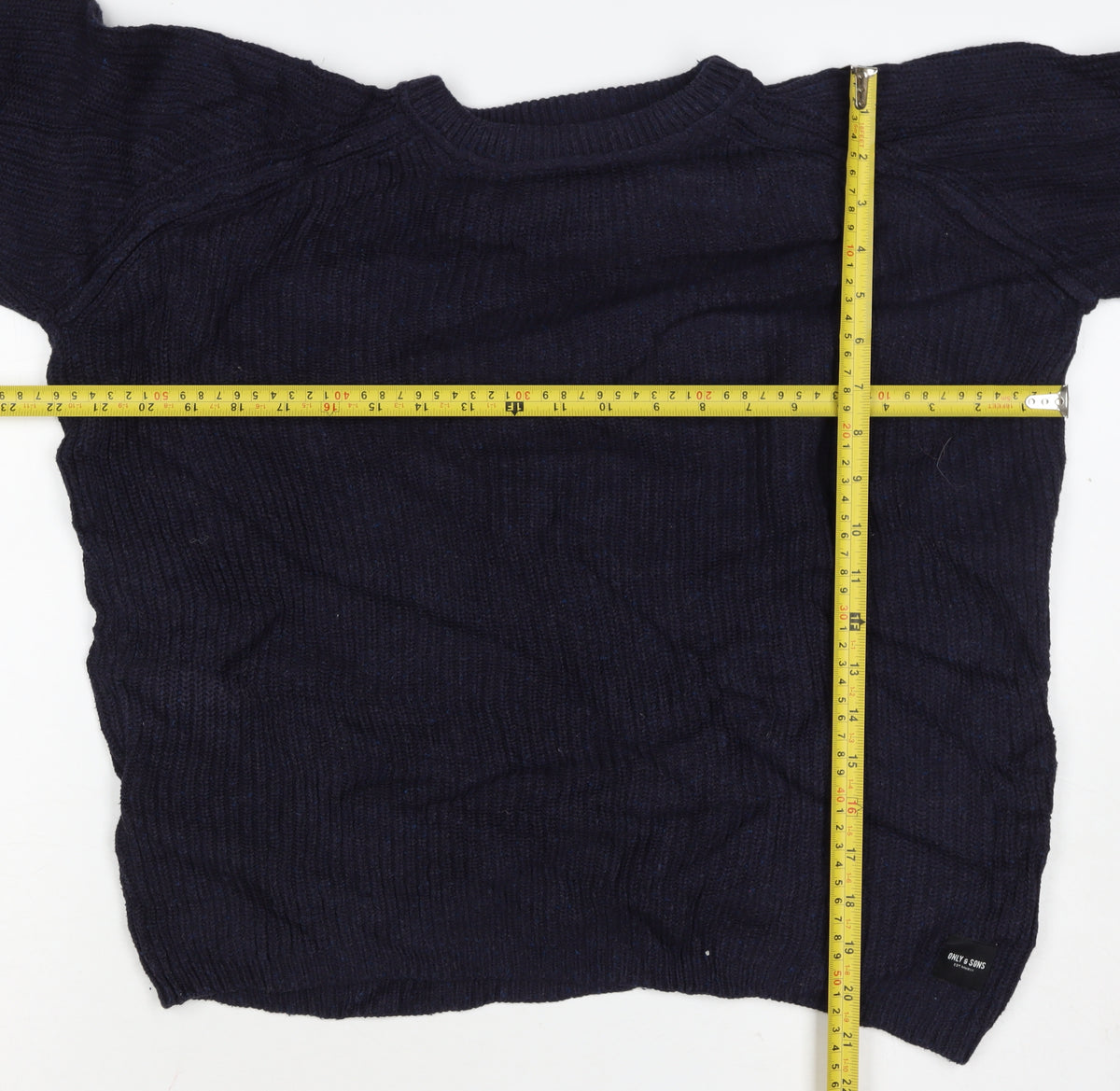 Only & Sons Unisex Navy L Cable Knit Crew Neck Cotton Jumper