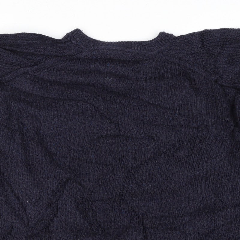 Only & Sons Unisex Navy L Cable Knit Crew Neck Cotton Jumper