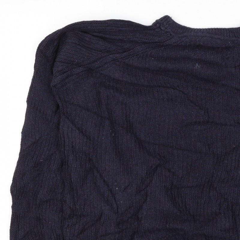 Only & Sons Unisex Navy L Cable Knit Crew Neck Cotton Jumper