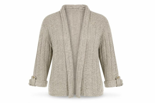 Marks and Spencer Women Beige UK 12 Open Knit Shawl Collar Cardigan